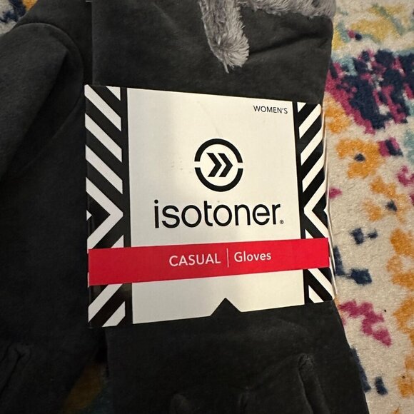 Isotoner Womens Micro Luxe Suede Casual Gloves Size Large Charcoal Classic Warm - Picture 2 of 7